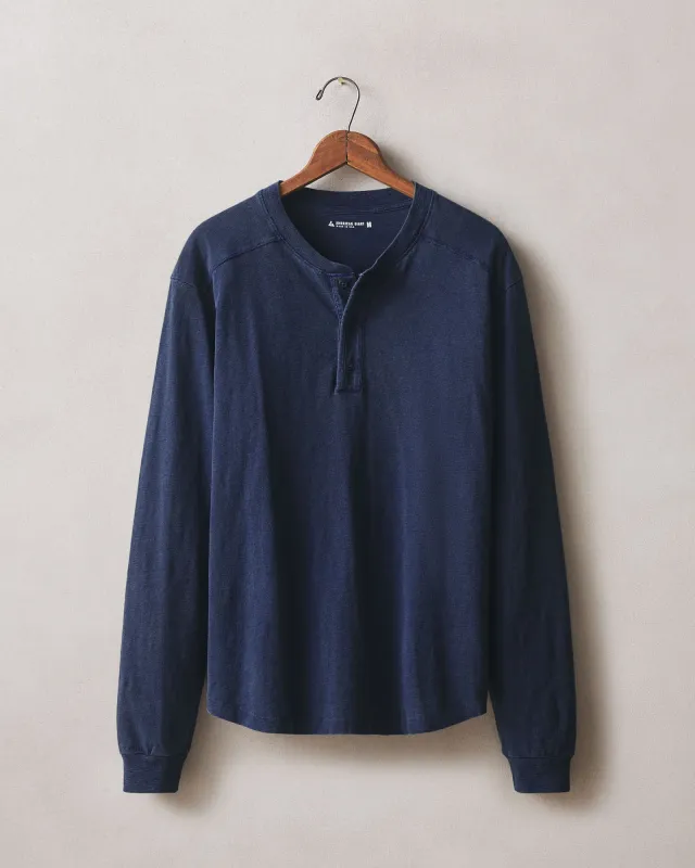 Men's Premium Slub Henley Long Sleeve - Faded Indigo made by American Giant