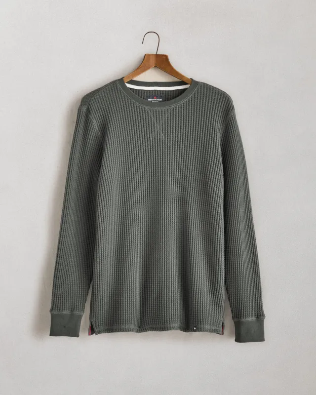 Men's Waffle Long Sleeve Crew - Slate made by American Giant