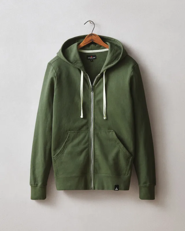Men's Carolina Full Zip - Field Green made by American Giant