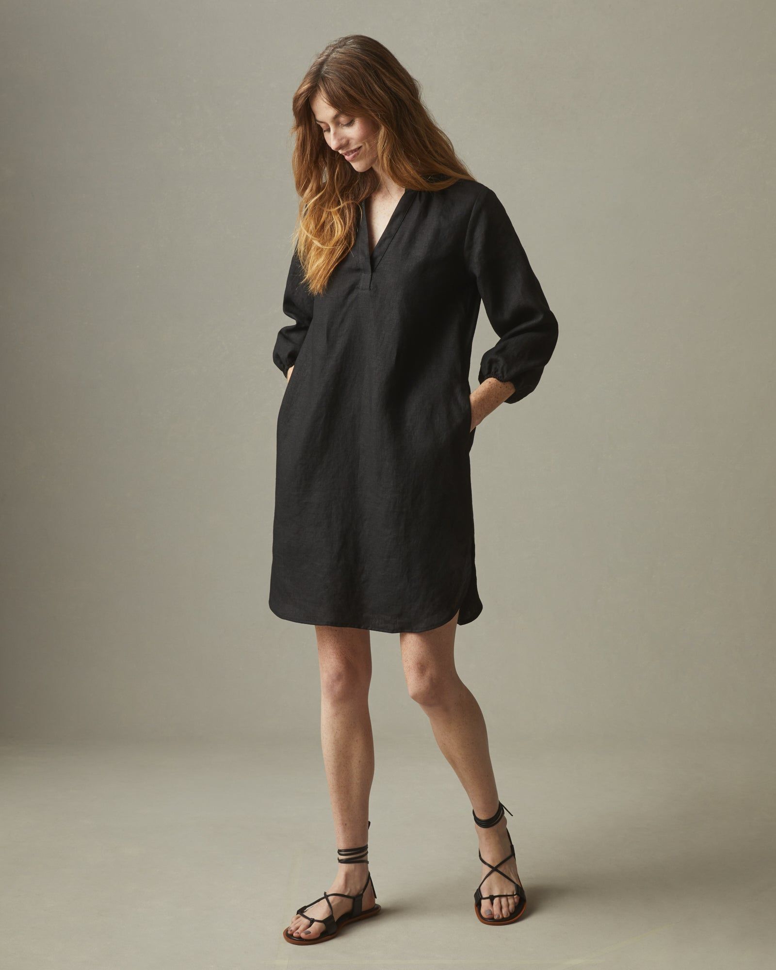 Linen Tunic Dress - Meteorite sold by American Giant