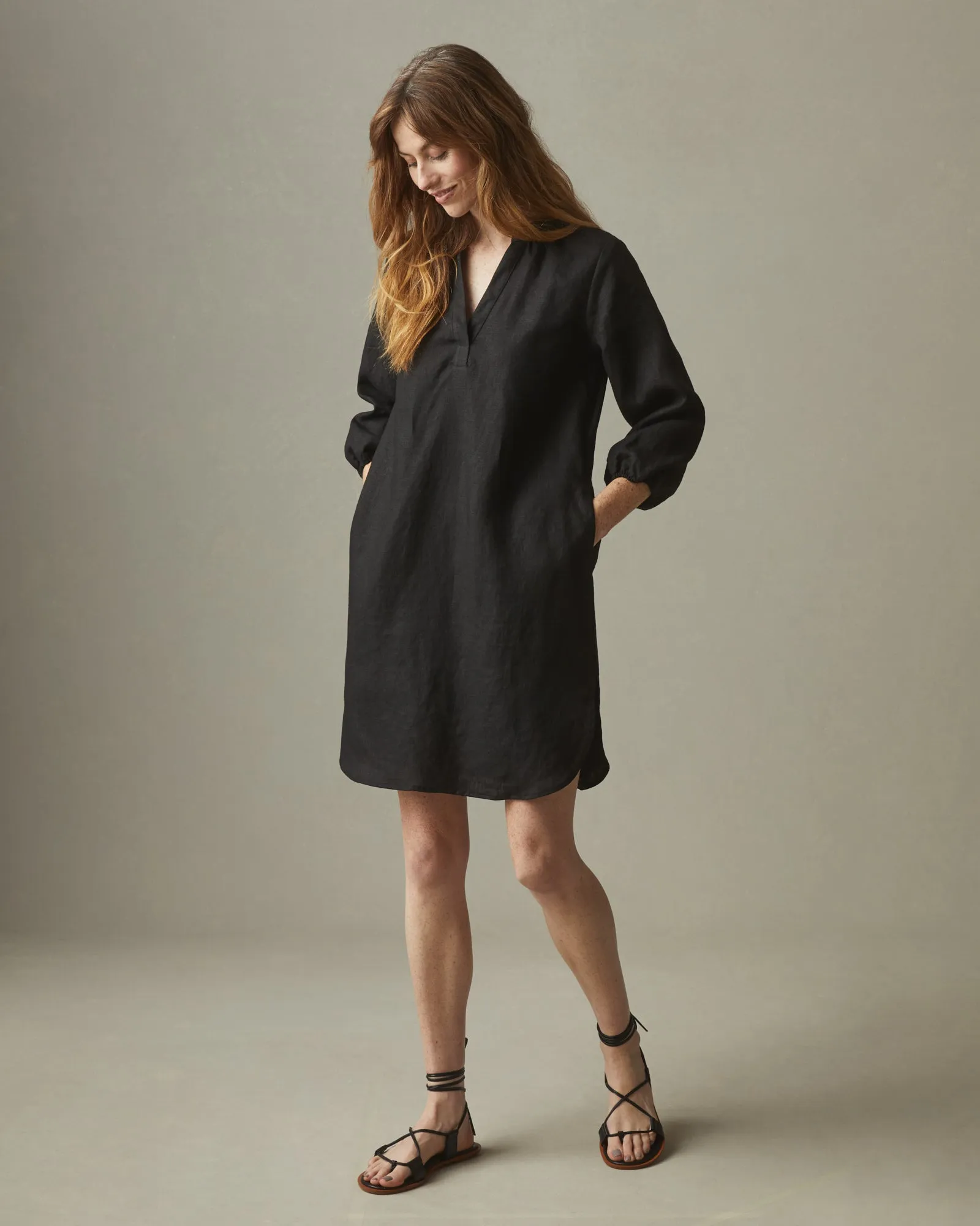 Women's Linen Tunic Dress - Meteorite sold by American Giant