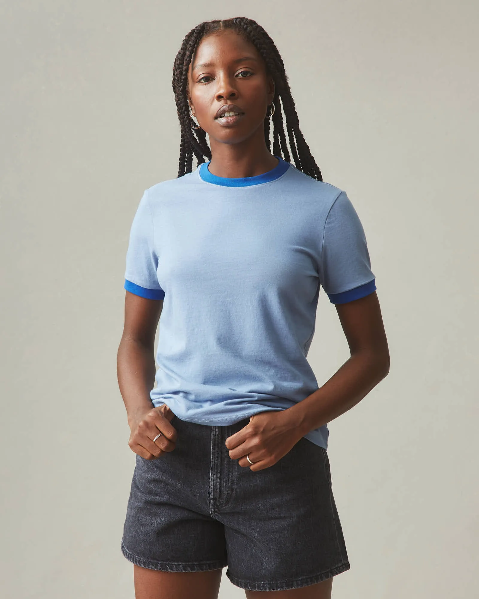 Women's Ringer Tee - Beach Horizon/ Blue Aura sold by American Giant product image thumbnail 2