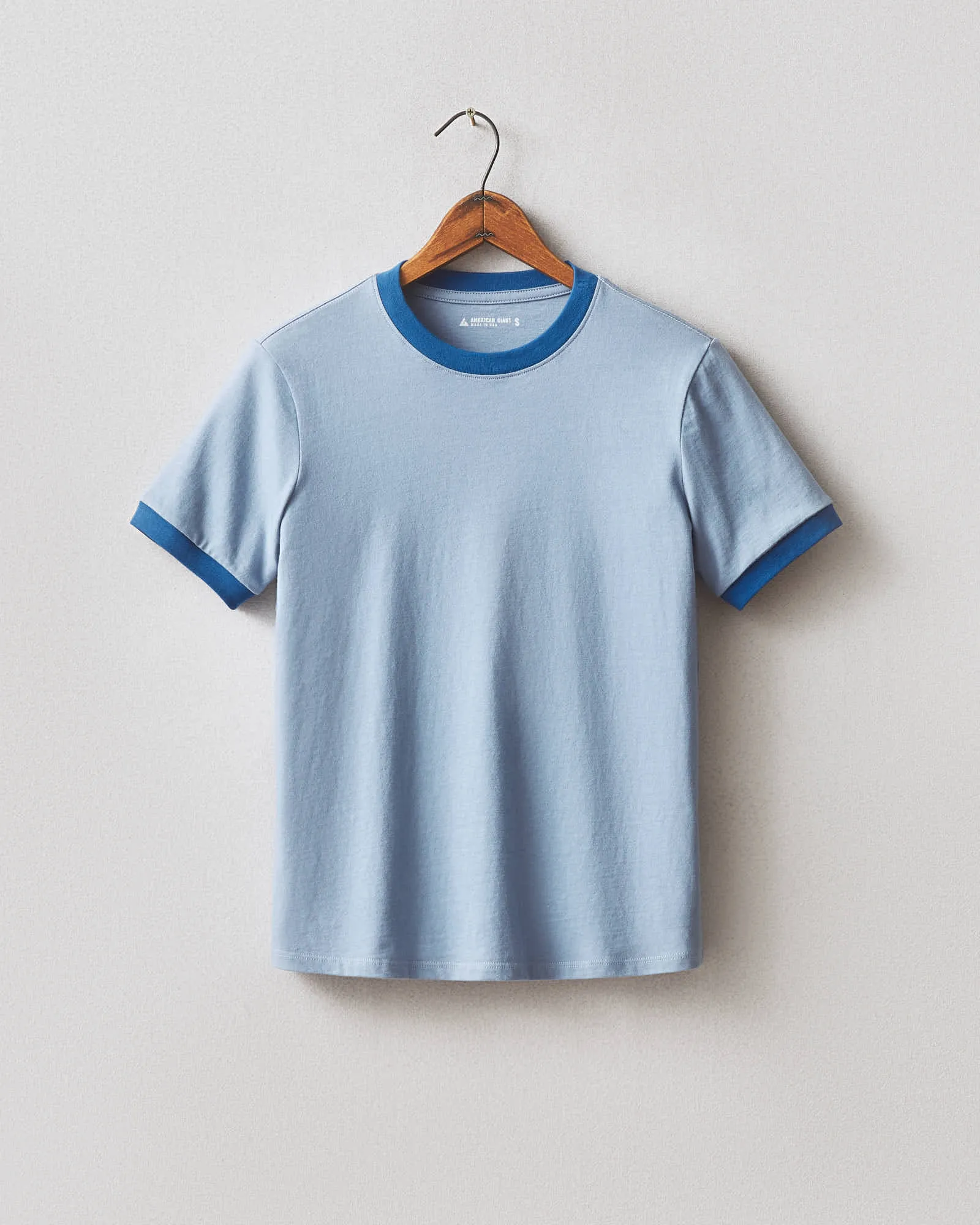 Women's Ringer Tee - Beach Horizon/ Blue Aura sold by American Giant