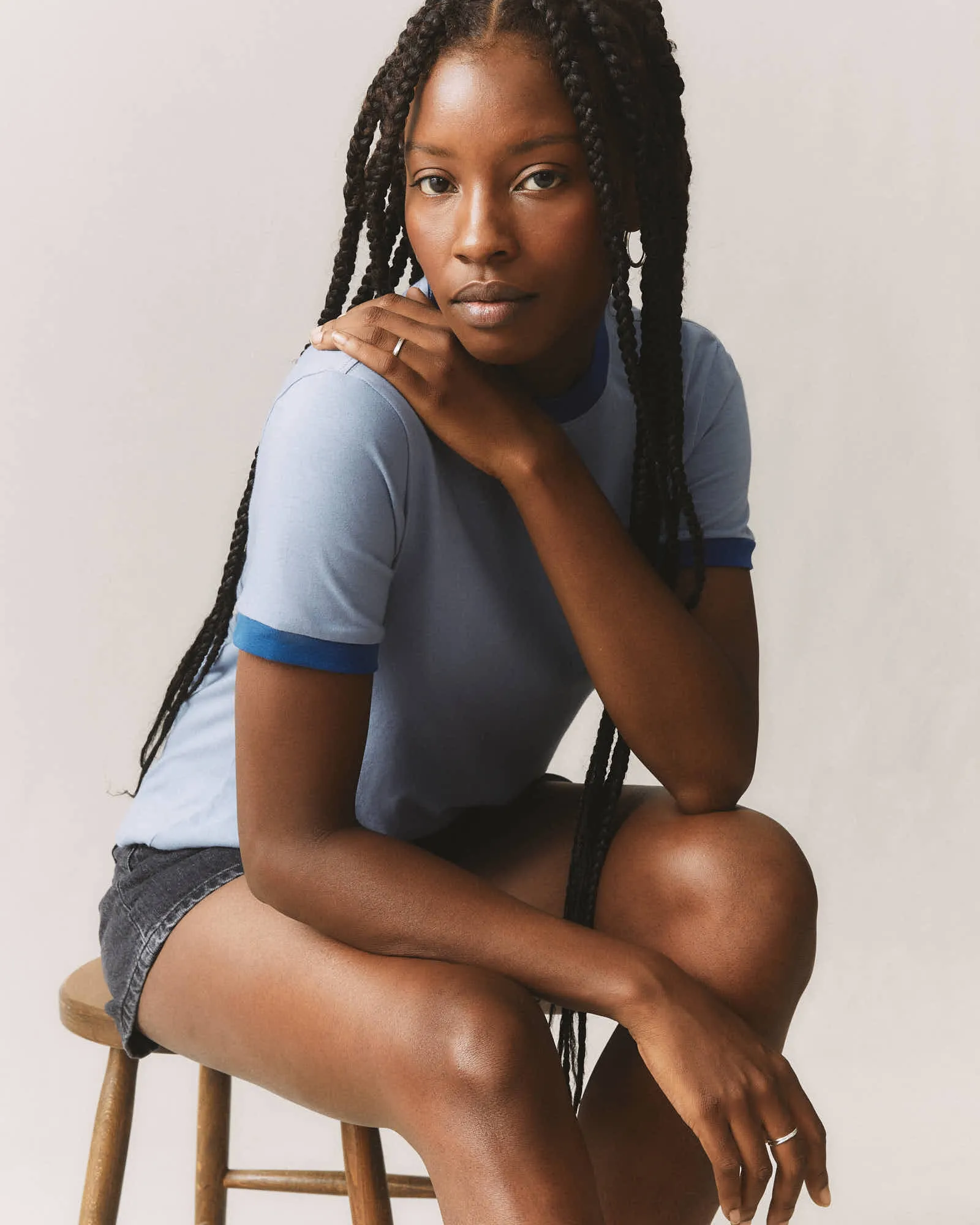 Women's Ringer Tee - Beach Horizon/ Blue Aura sold by American Giant product image thumbnail 5