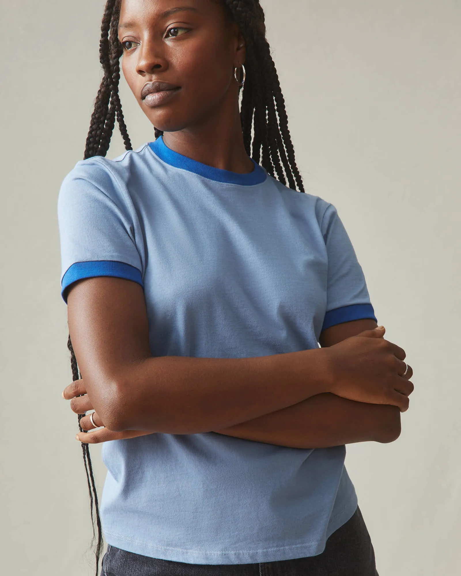 Women's Ringer Tee - Beach Horizon/ Blue Aura sold by American Giant product image thumbnail 4