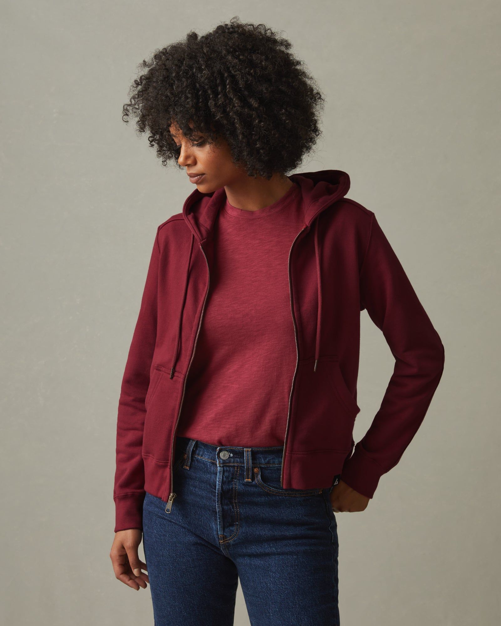 Relaxed Classic Full Zip - Bonfire Red sold by American Giant