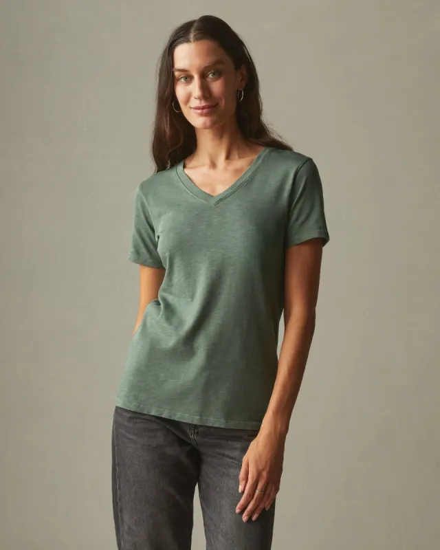 Women's Premium Slub V-Neck Tee - Dusty Cactus sold by American Giant