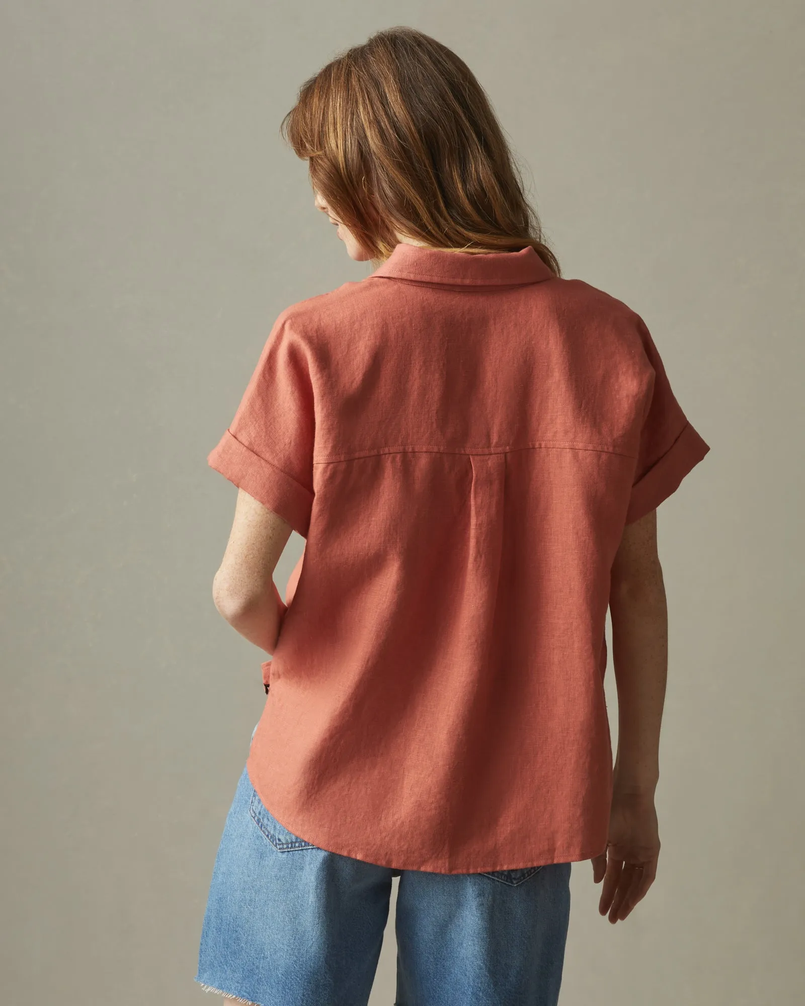 Women's Linen Shirt - Deep Apricot sold by American Giant product image thumbnail 2