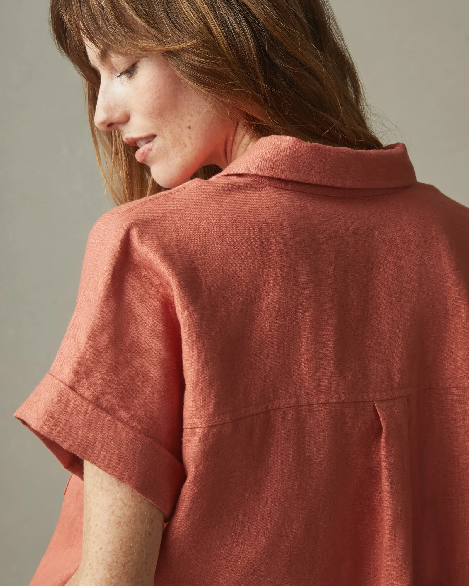 Women's Linen Shirt - Deep Apricot sold by American Giant product image thumbnail 3