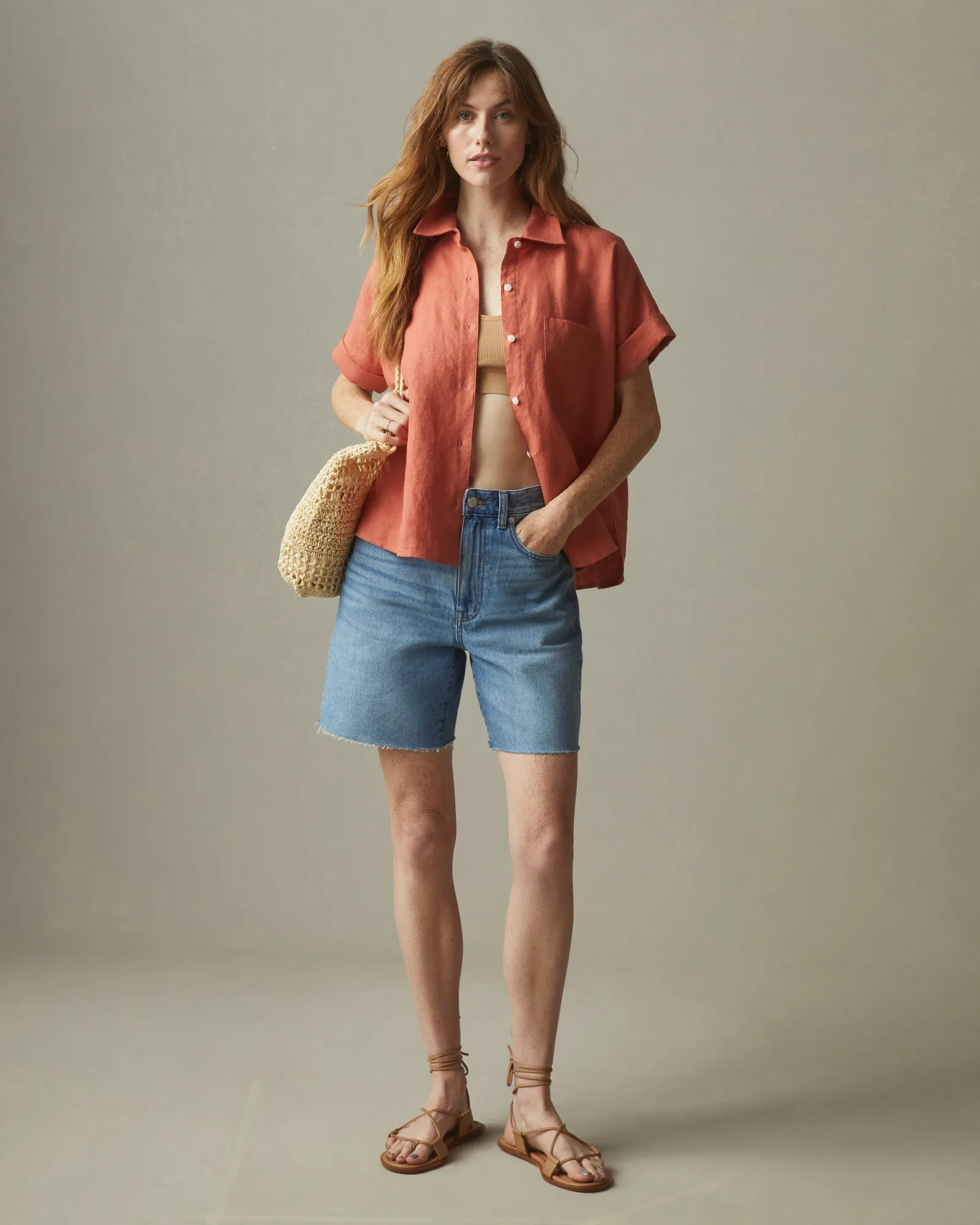 Women's Linen Shirt - Deep Apricot sold by American Giant product image thumbnail 4