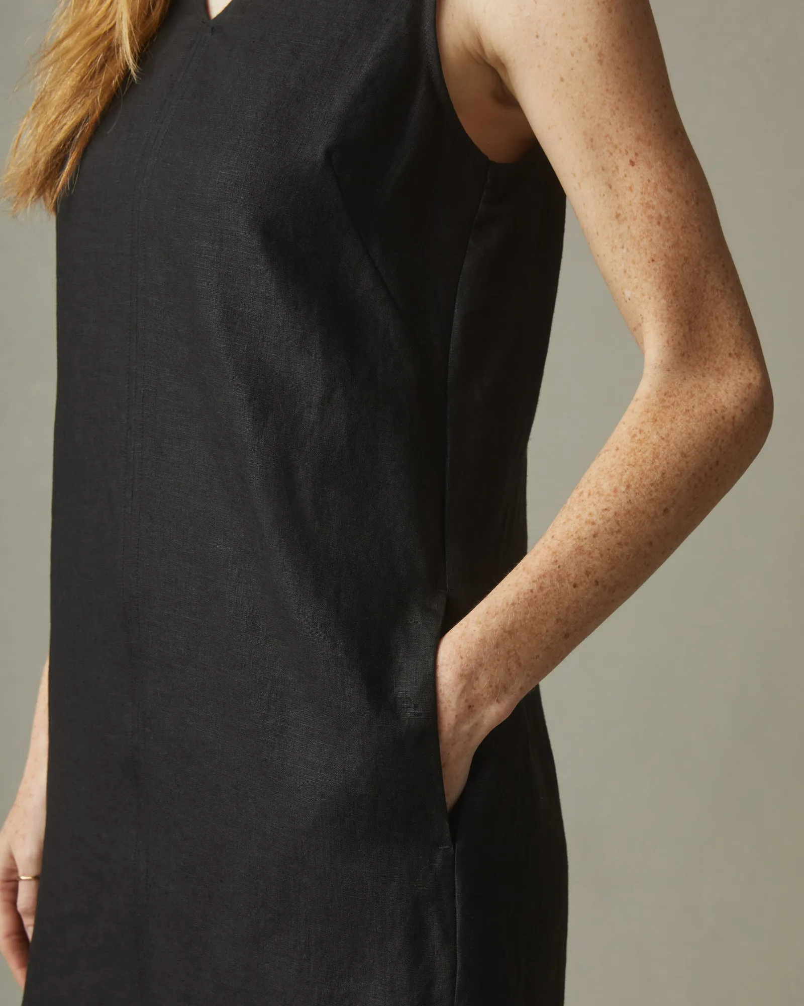 Women's Linen V-Neck A-Line Dress - Meteorite sold by American Giant product image thumbnail 3