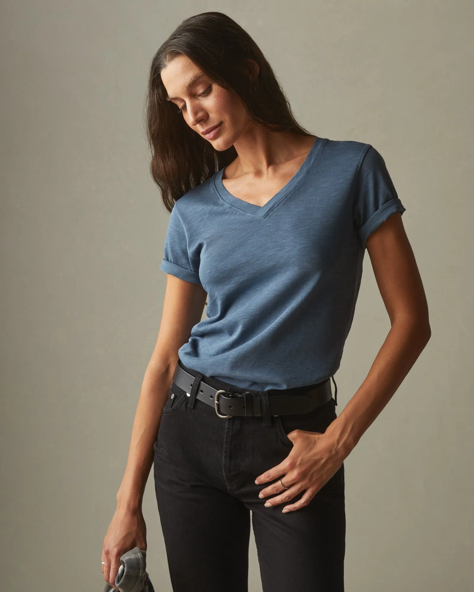 Women's Premium Slub V-Neck Tee - Monsoon sold by American Giant product image thumbnail 4