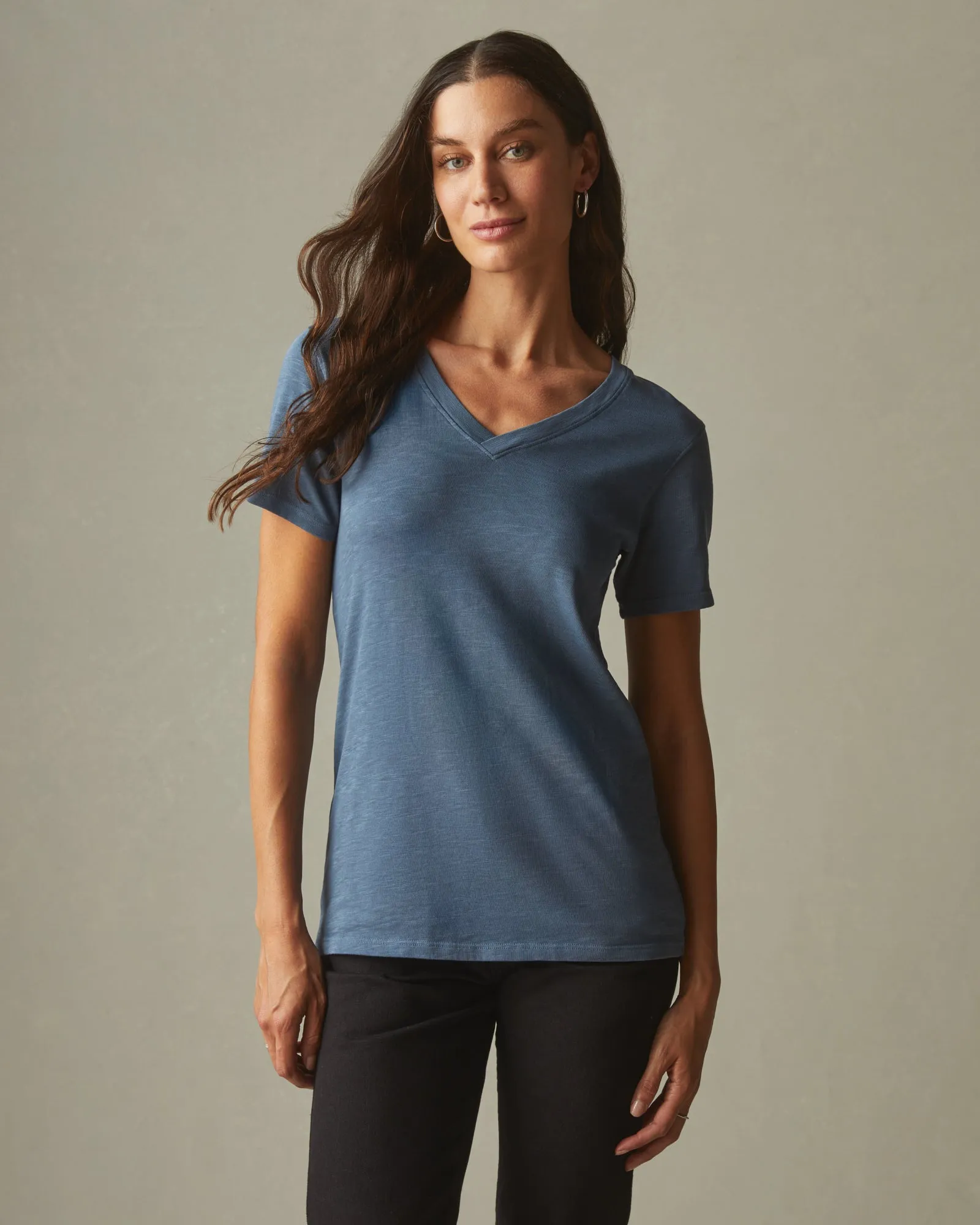 Women's Premium Slub V-Neck Tee - Monsoon sold by American Giant