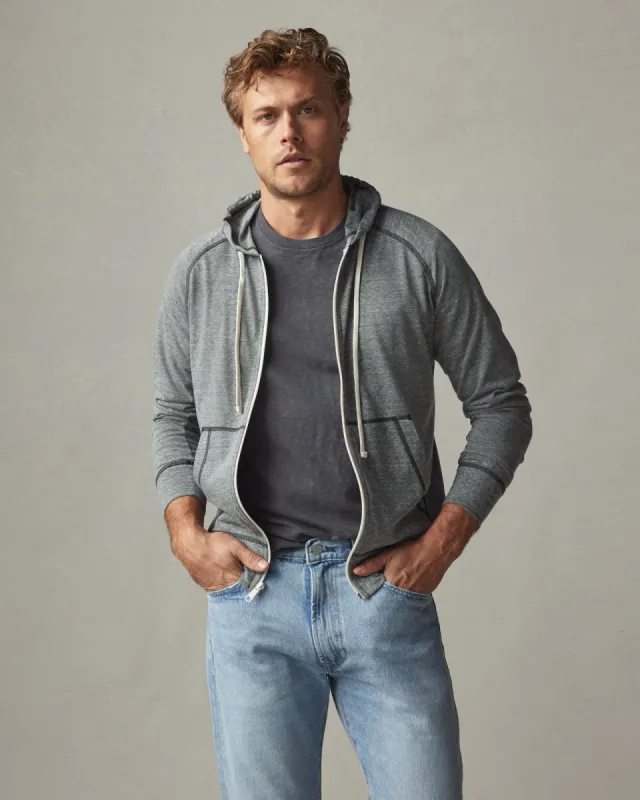 Men's Lightweight Full Zip - Black Heather sold by American Giant