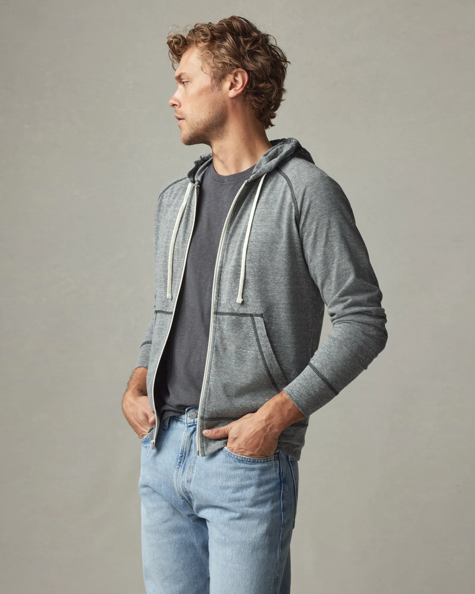 Men's Lightweight Full Zip - Black Heather sold by American Giant product image thumbnail 3