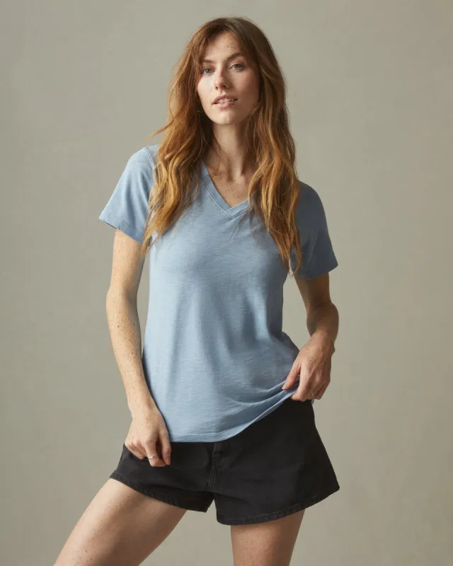 Women's Premium Slub V-Neck Tee - Light Skies sold by American Giant