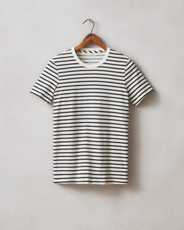 Classic Cotton Crew Tee Striped - Navy Stripe sold by American Giant