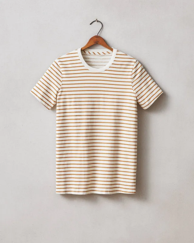 Classic Cotton Crew Tee Striped - Cashew Stripe sold by American Giant