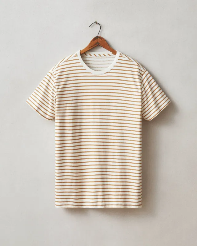 Classic Cotton Crew Tee Striped - Cashew Stripe sold by American Giant