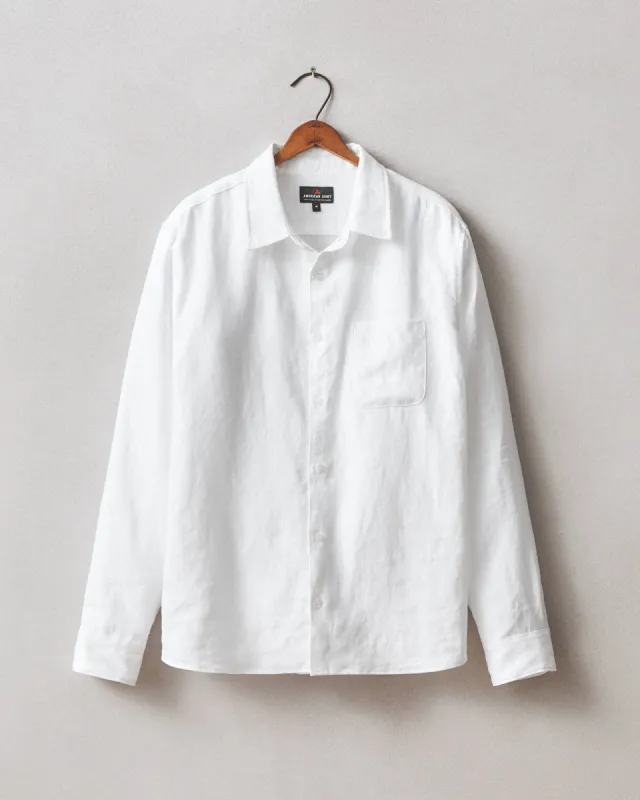 Men's Easy Linen Long Sleeve Shirt - White sold by American Giant