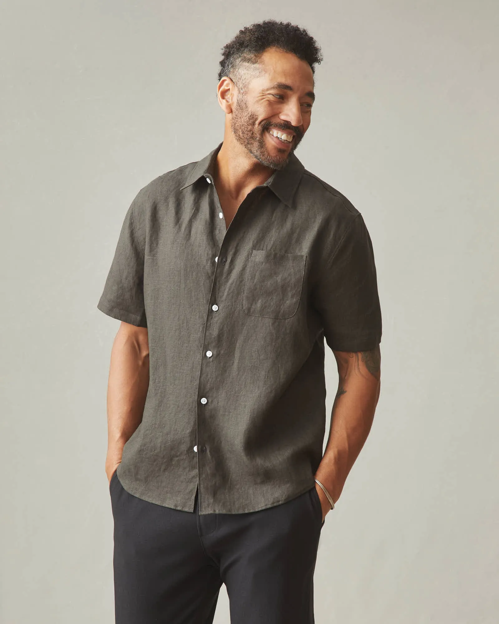 Easy Linen Shirt - Black Olive sold by American Giant product image thumbnail 5
