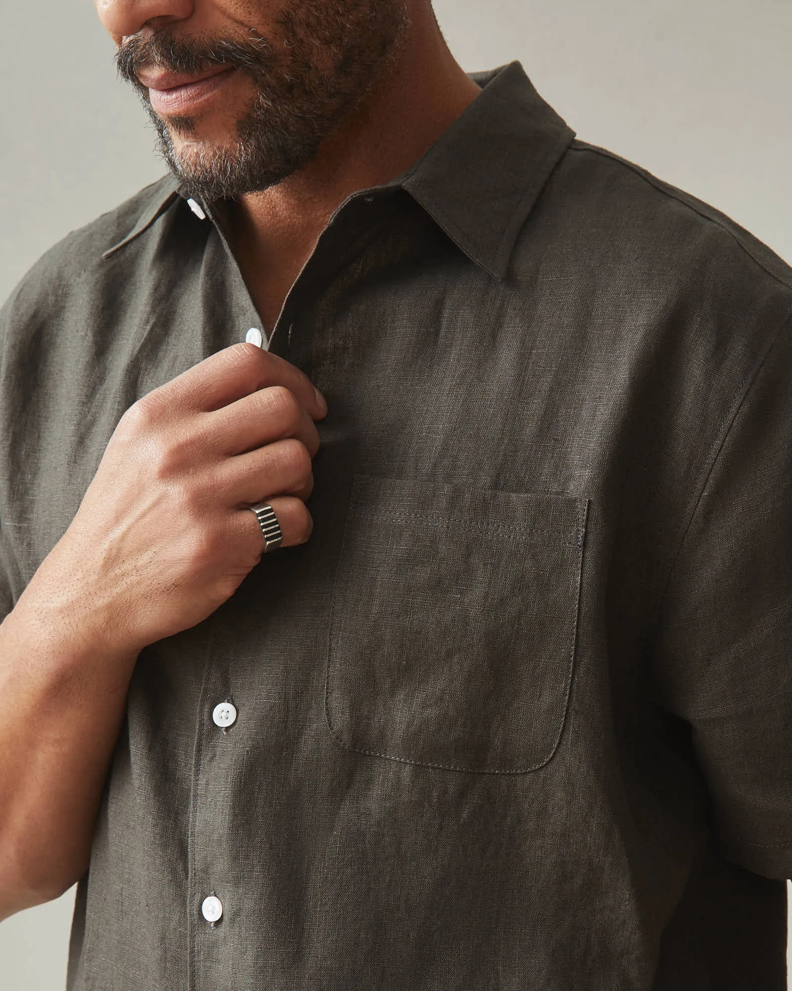 Easy Linen Shirt - Black Olive sold by American Giant product image thumbnail 3