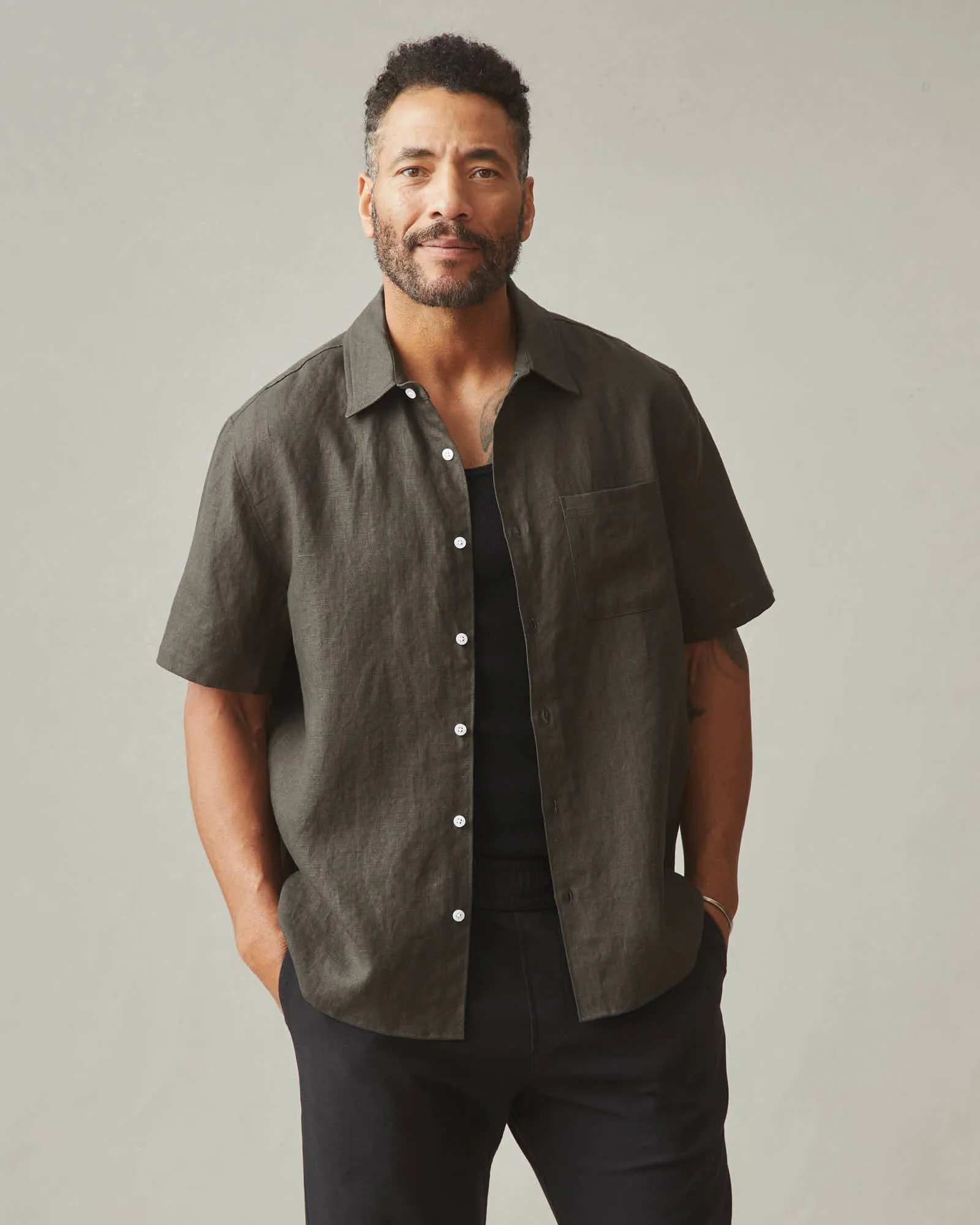 Easy Linen Shirt - Black Olive sold by American Giant product image thumbnail 2