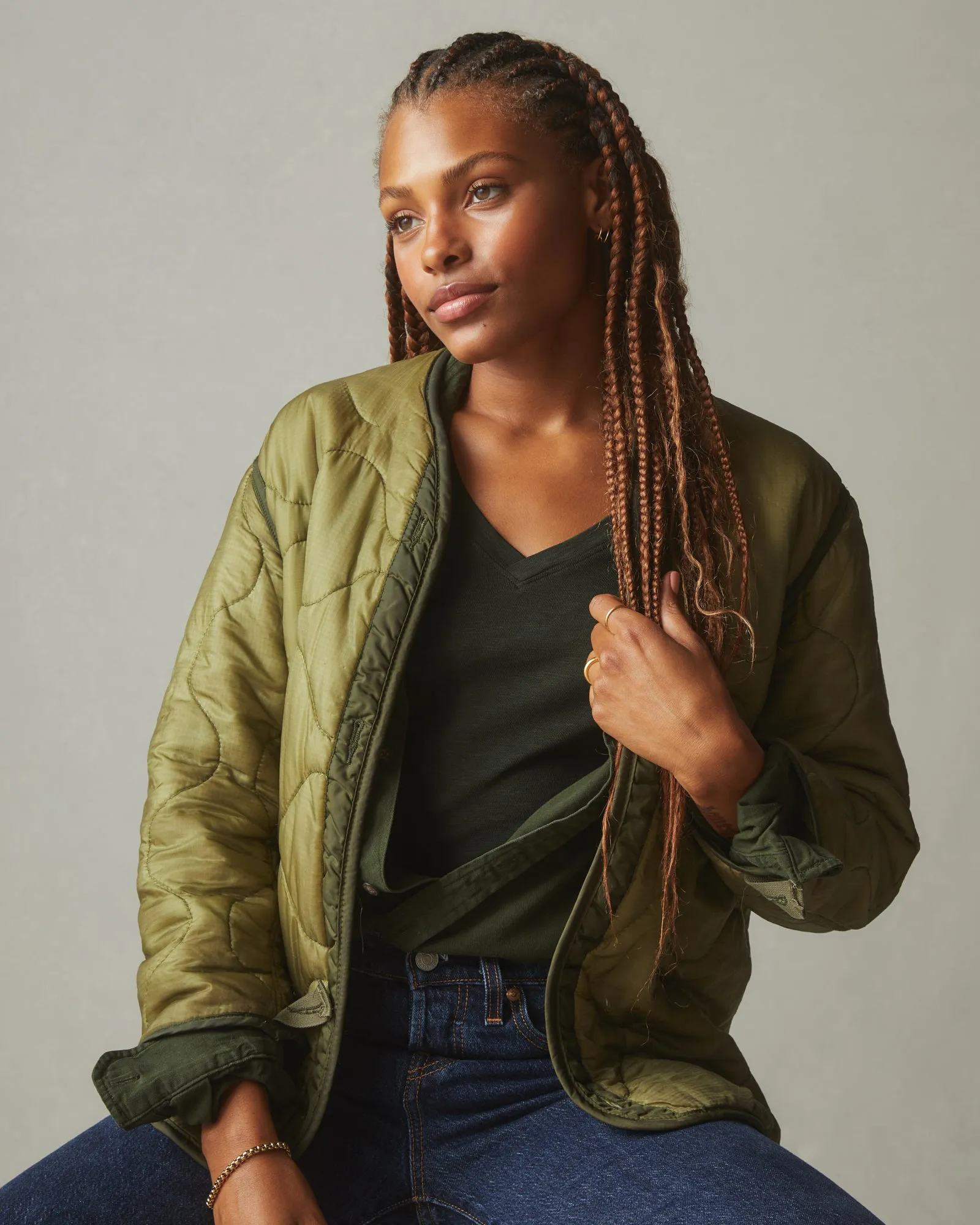 Women's Premium Slub V-Neck Tee - Dark Elm sold by American Giant product image thumbnail 4