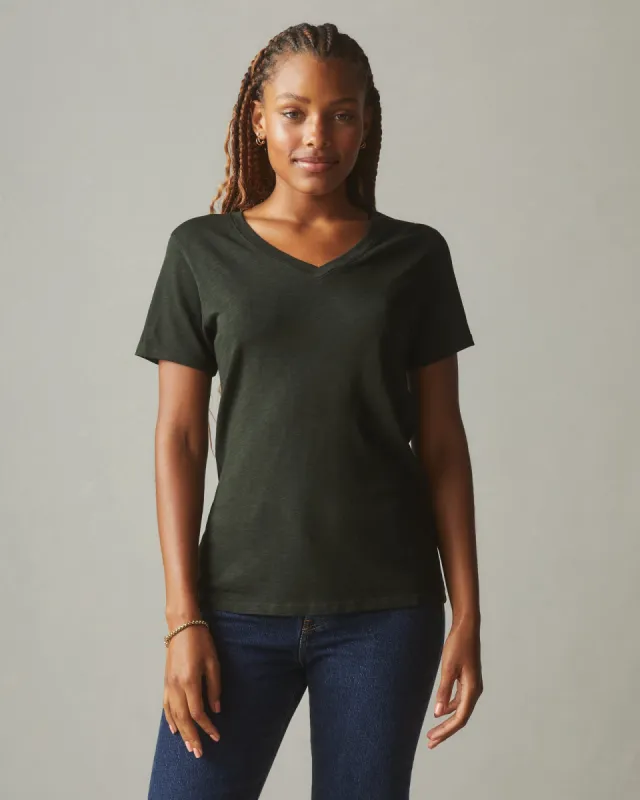 Women's Premium Slub V-Neck Tee - Dark Elm sold by American Giant
