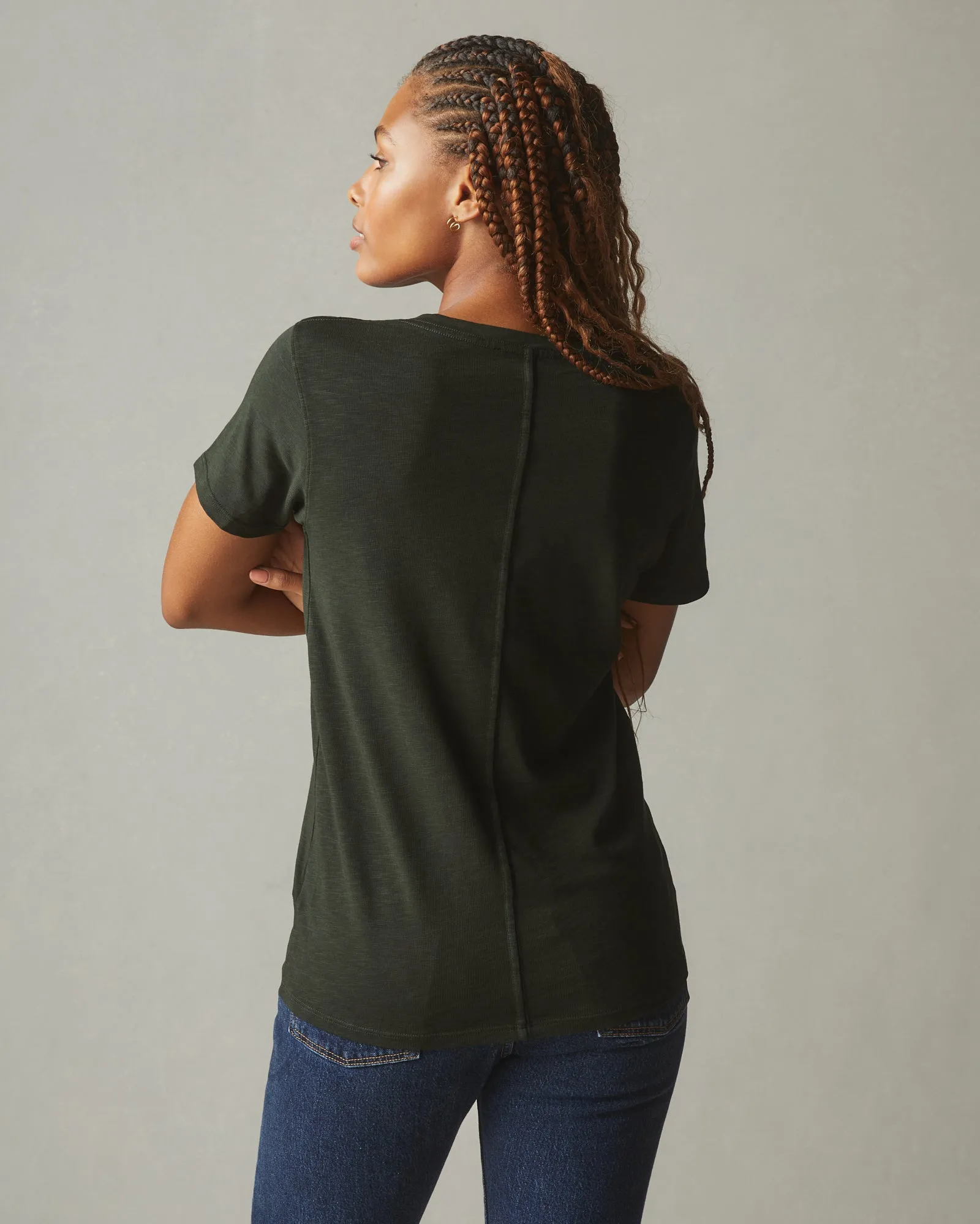 Women's Premium Slub V-Neck Tee - Dark Elm sold by American Giant product image thumbnail 2