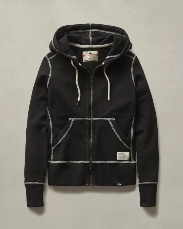 Contrast Classic Full Zip - Black sold by American Giant