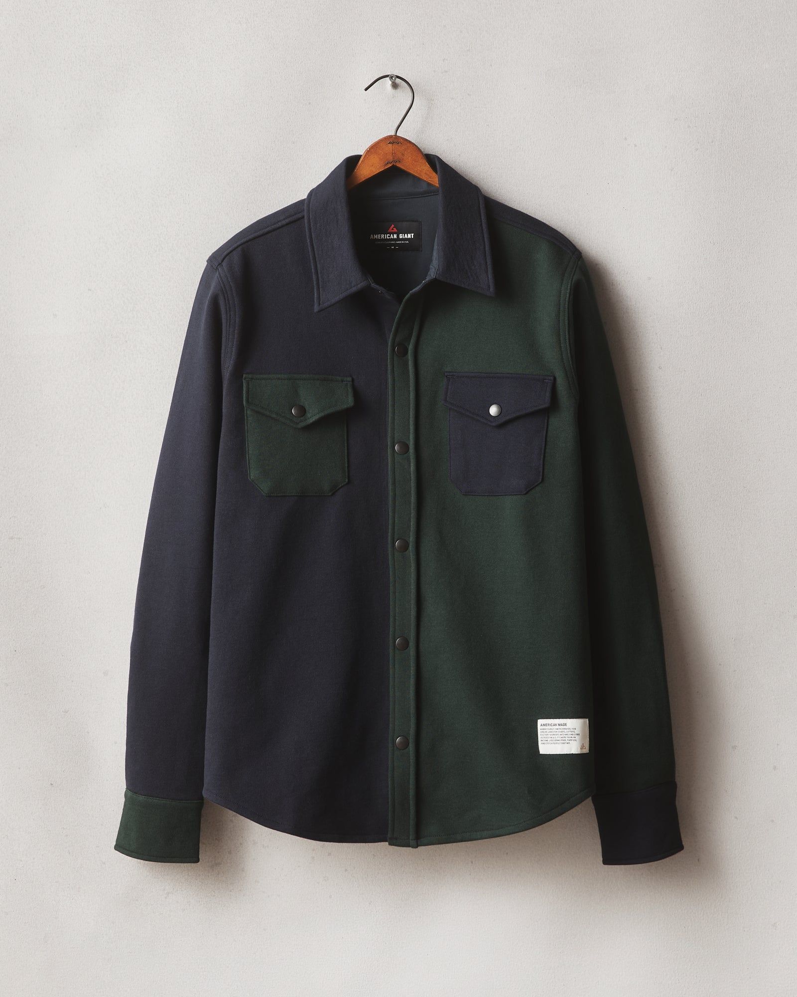Redwood Fleece Overshirt - Vault - Green Navy sold by American Giant