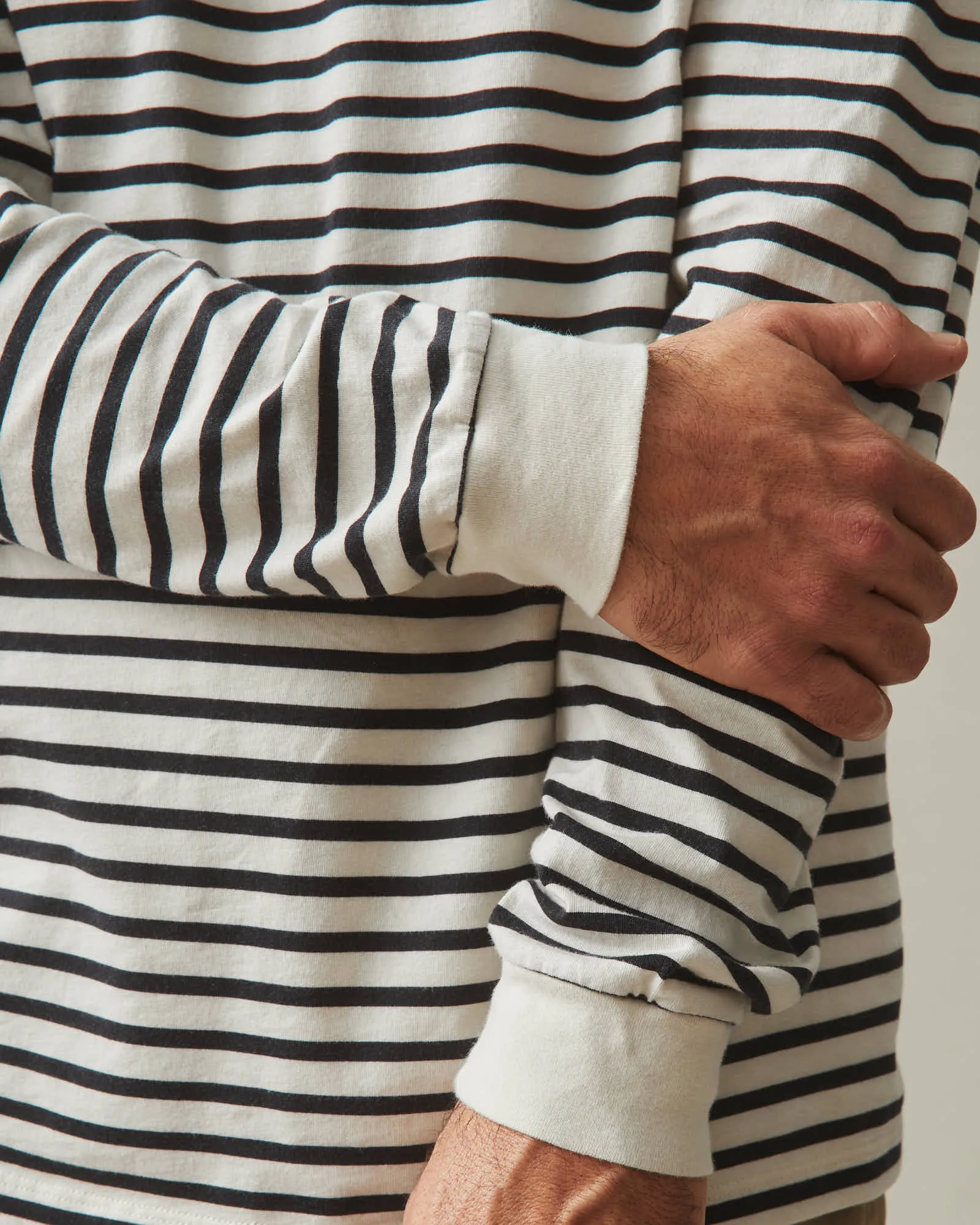 Men's Standard Crew Long Sleeve Tee - Navy Stripe sold by American Giant product image thumbnail 4