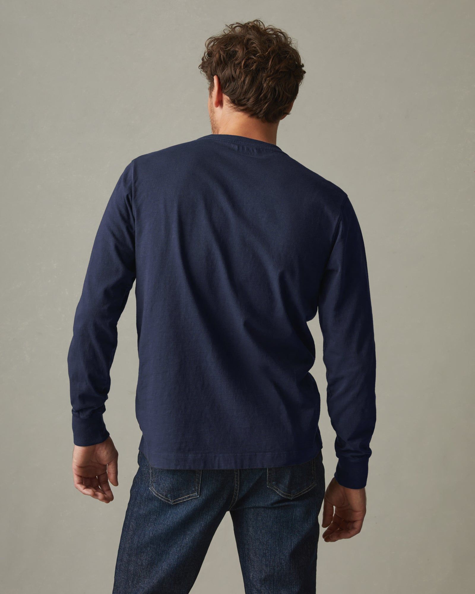 Heavyweight Pocket Tee Long Sleeve - Navy sold by American Giant product image thumbnail 3