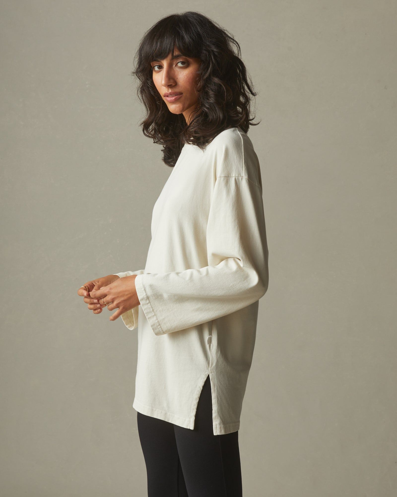 Relaxed Cotton Long Sleeve Tee - Turtledove sold by American Giant