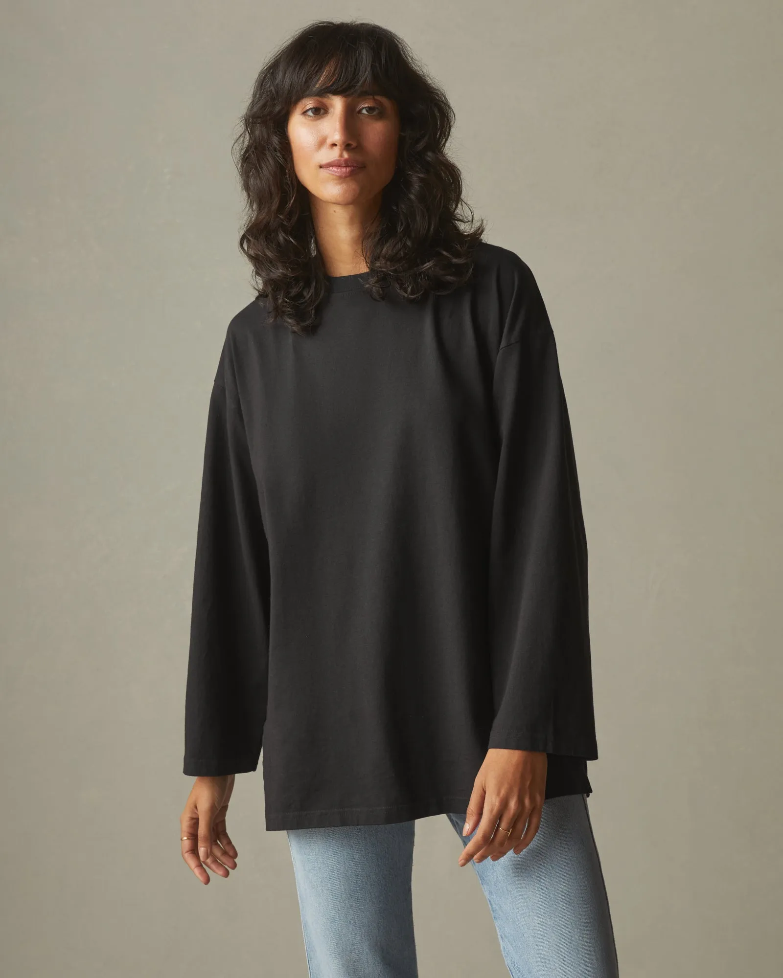 Women's Relaxed Cotton Long Sleeve Tee - Meteorite sold by American Giant product image thumbnail 2