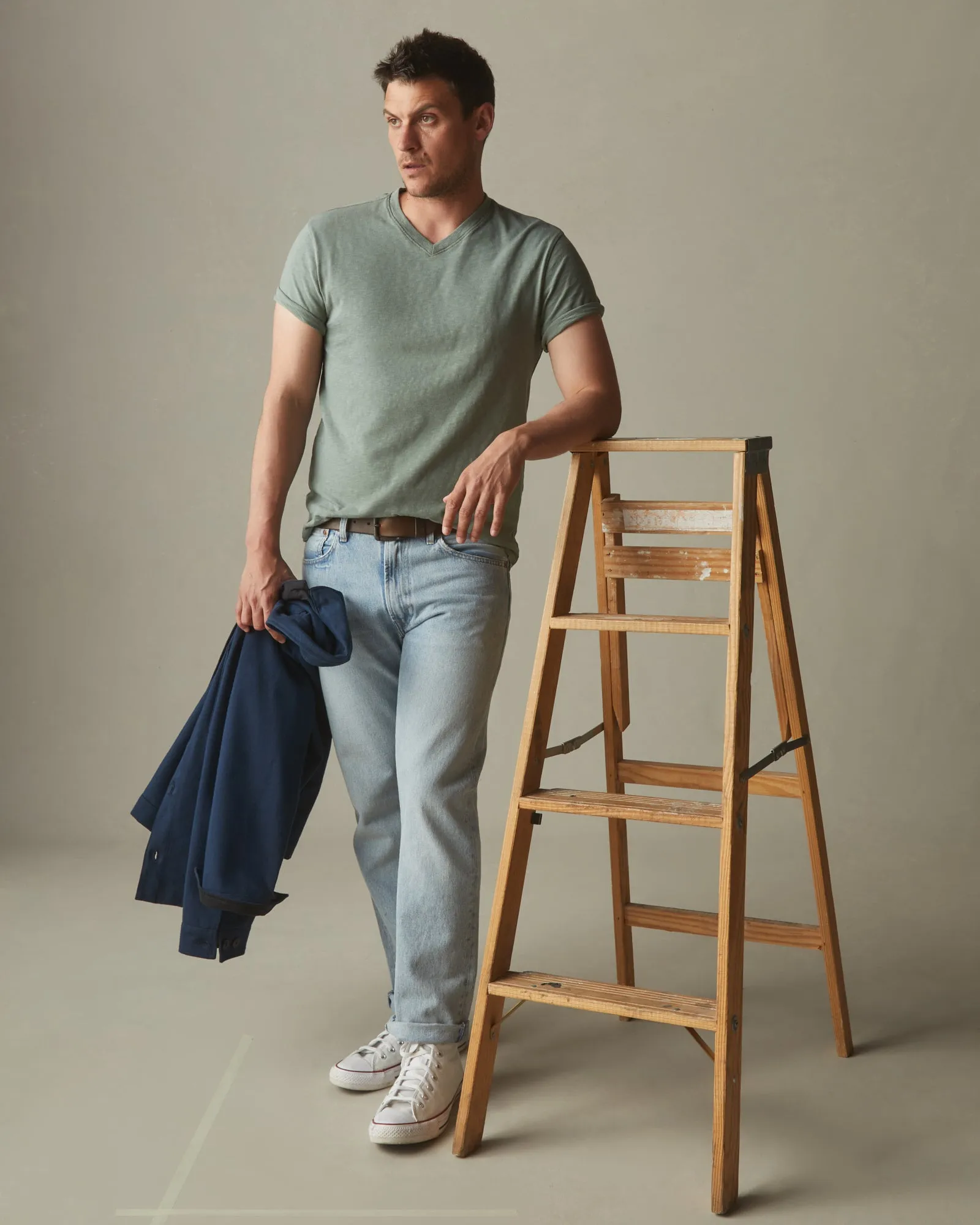 Men's Premium Slub V-Neck Tee - Green Slate sold by American Giant product image thumbnail 4