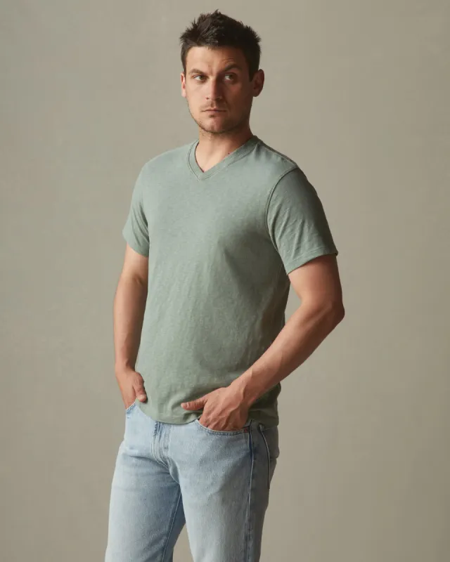 Men's Premium Slub V-Neck Tee - Green Slate sold by American Giant