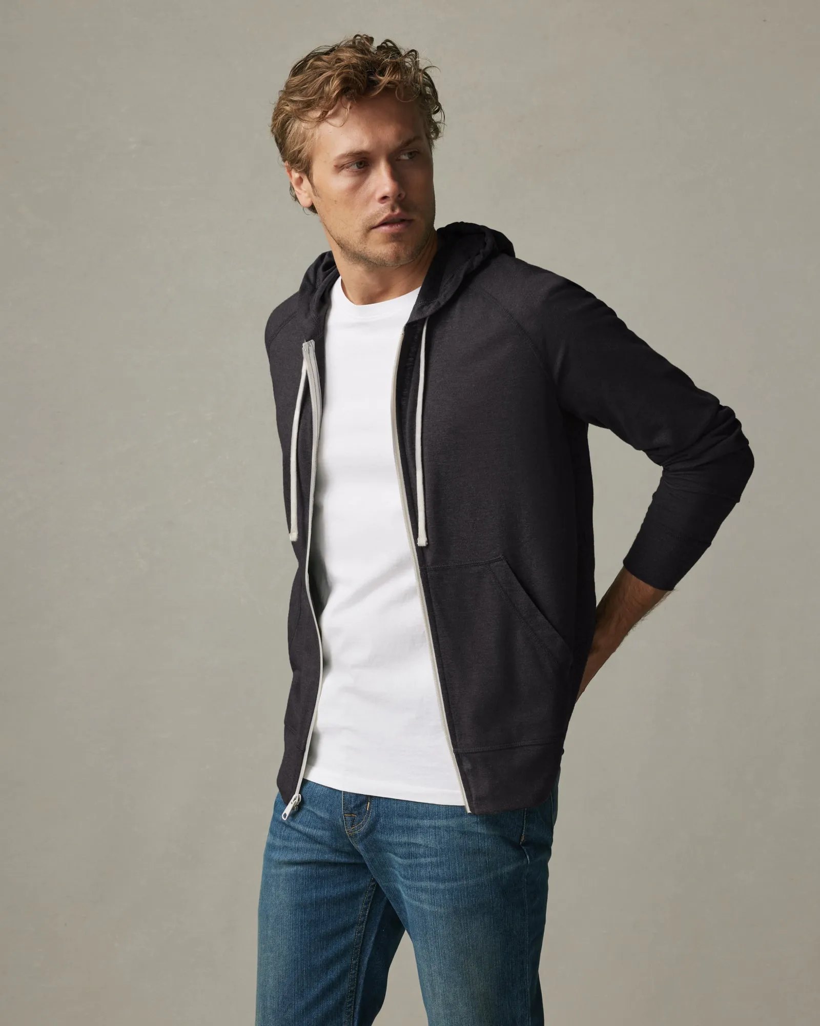 Men's Lightweight Full Zip - Black Solid sold by American Giant product image thumbnail 2