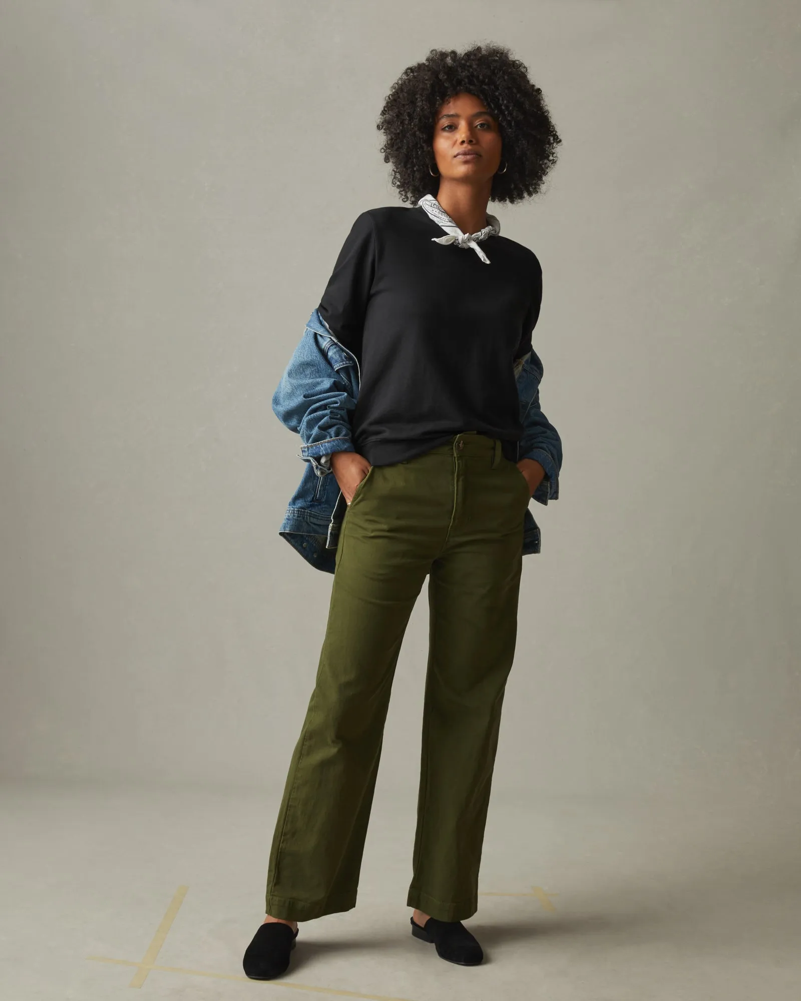 Women's French Terry Crew Sweatshirt - Black sold by American Giant product image thumbnail 5