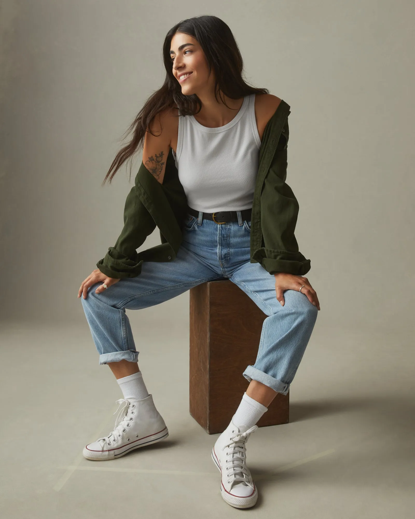 Women's Stretch Rib Tank - White sold by American Giant product image thumbnail 5