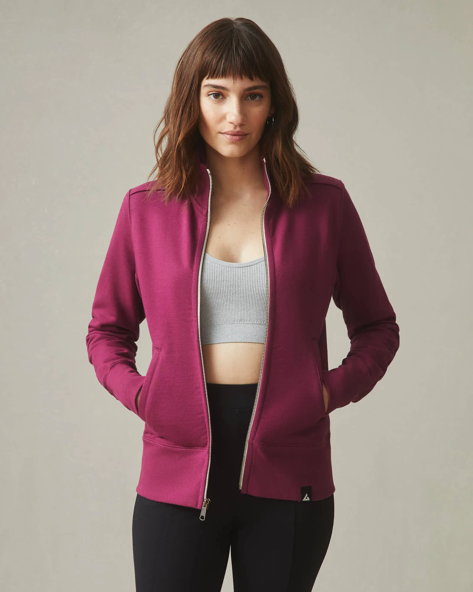 Women's Moto Full Zip - Plum sold by American Giant