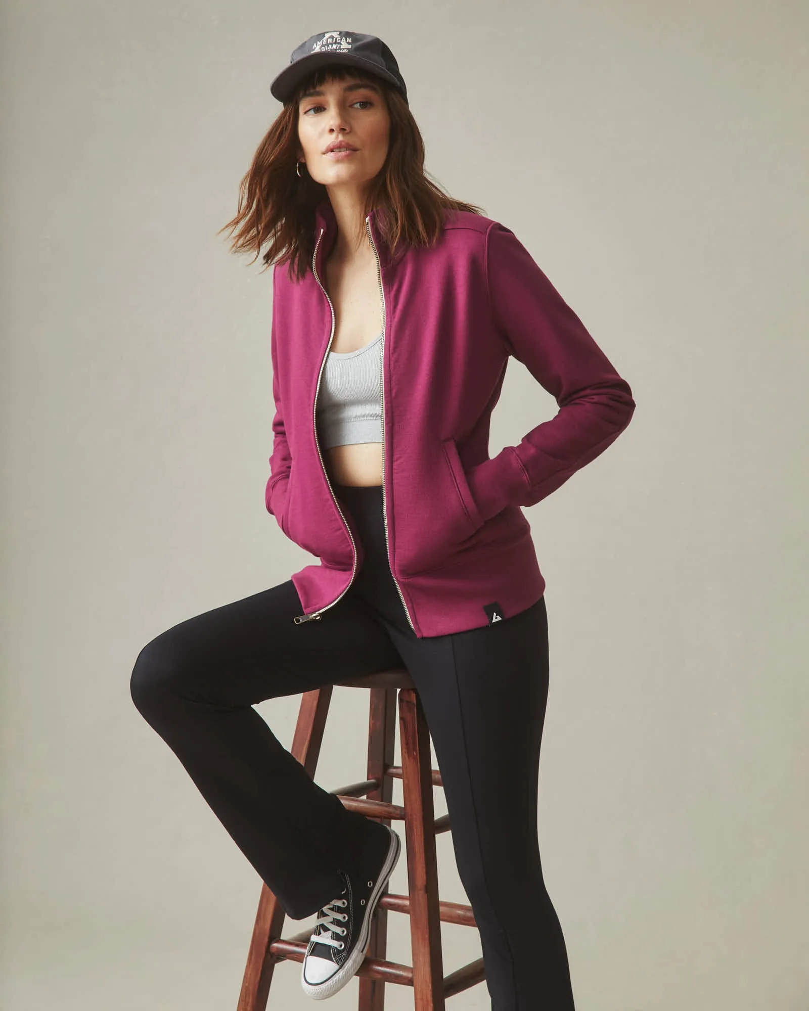 Women's Moto Full Zip - Plum sold by American Giant product image thumbnail 5