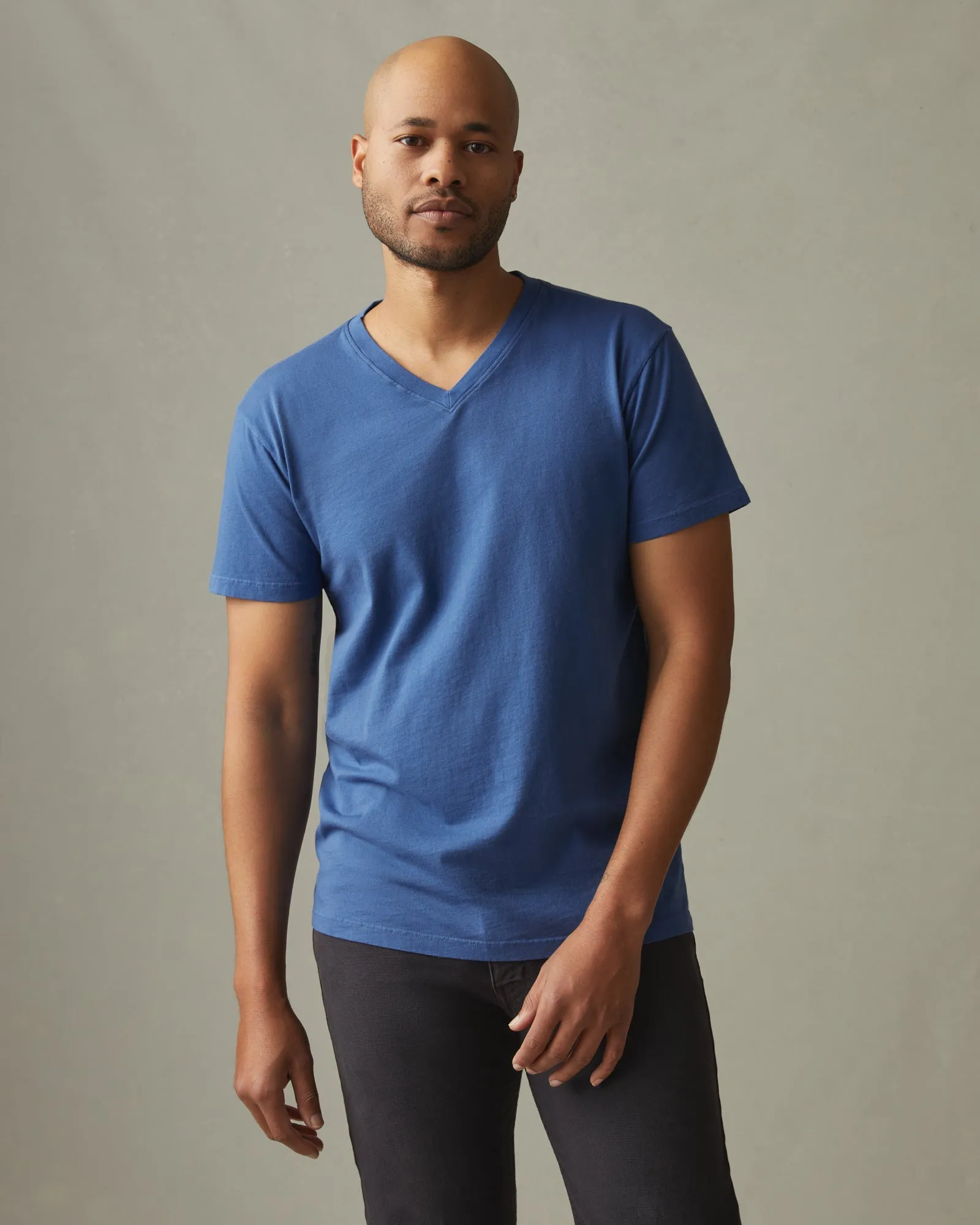 Classic Cotton V-Neck Tee - Harbor Blue sold by American Giant