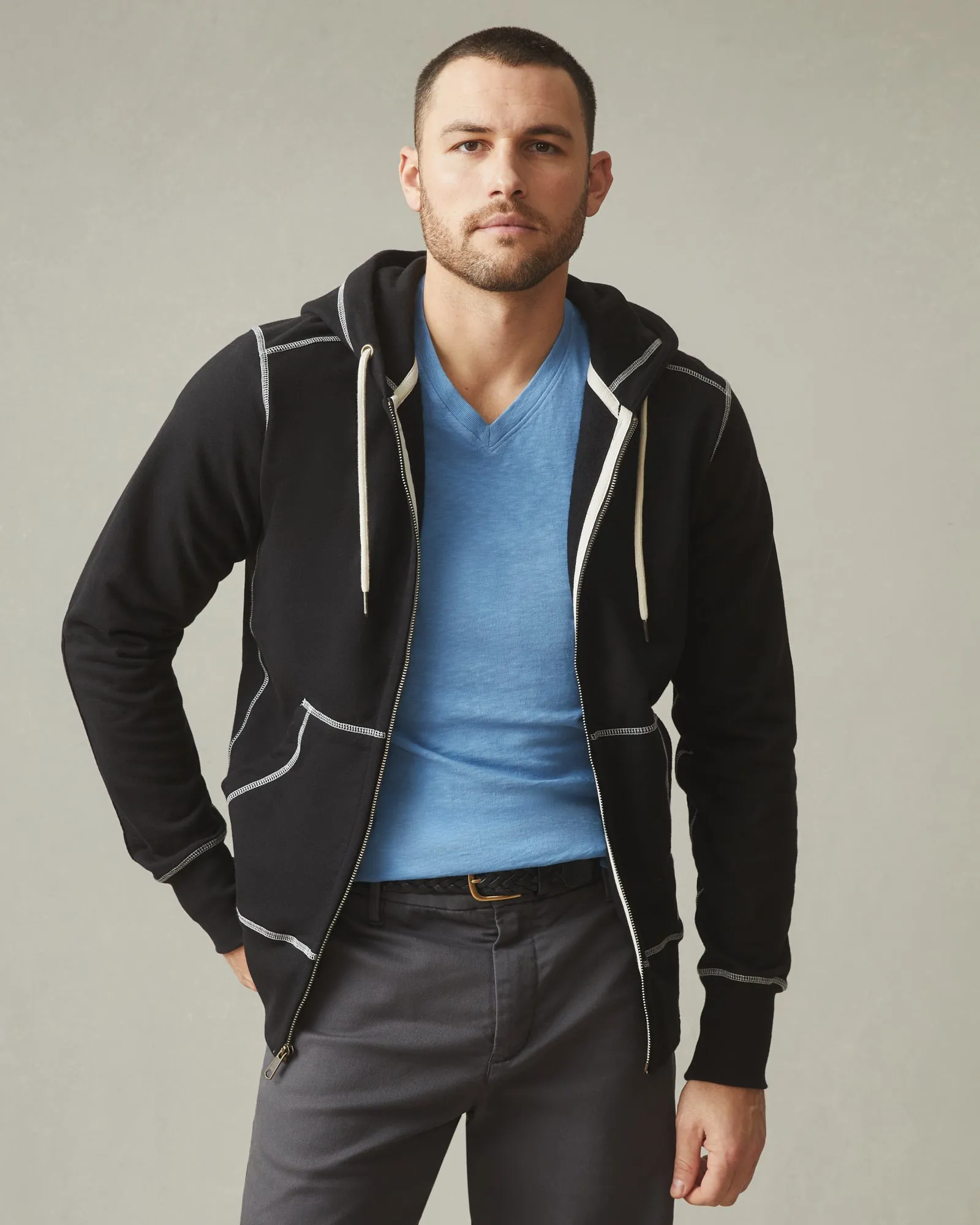 Men's Premium Slub V-Neck Tee - Allure Blue sold by American Giant product image thumbnail 4