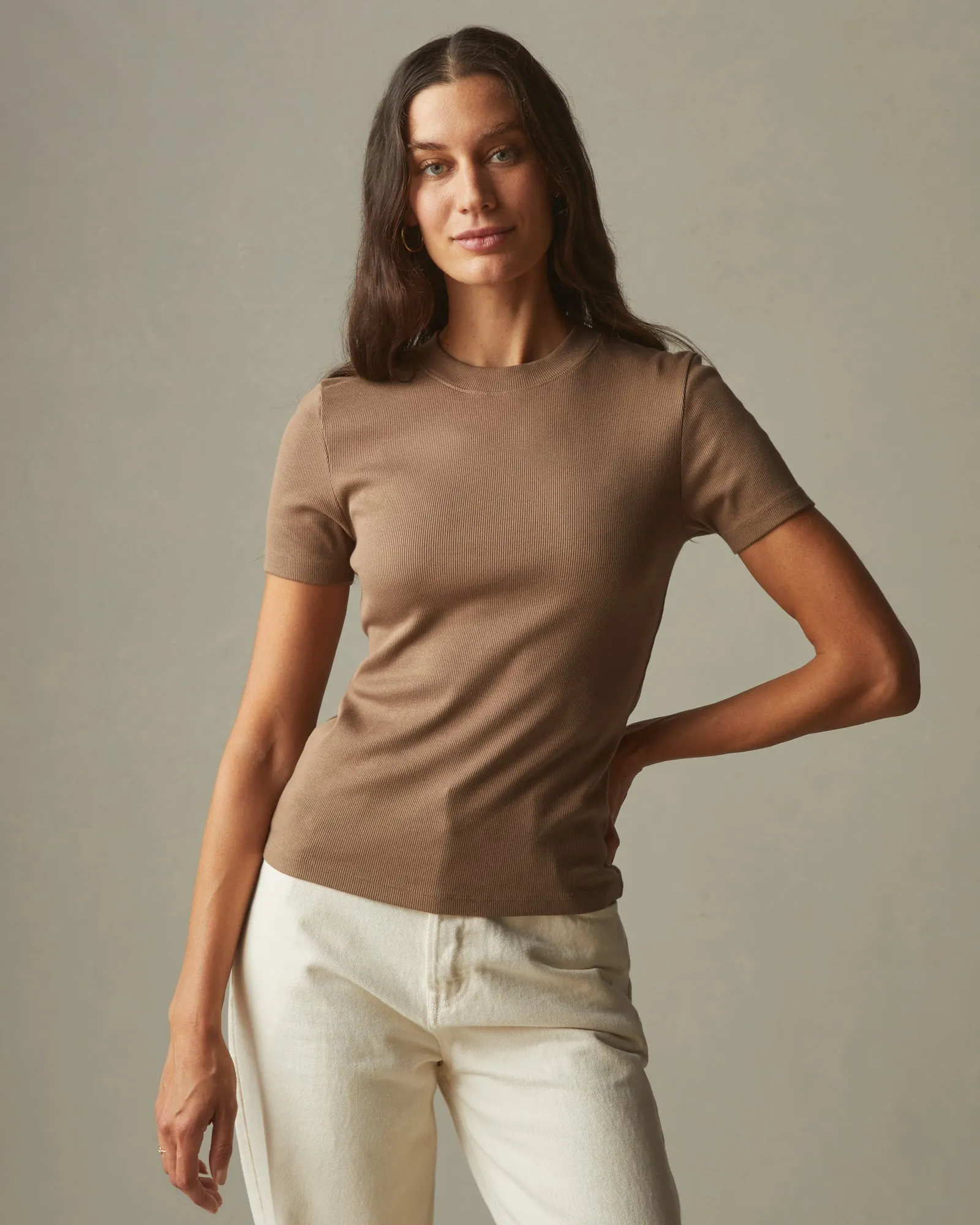 Women's Luxe Rib Crew Tee - Pine Bark sold by American Giant product image thumbnail 2