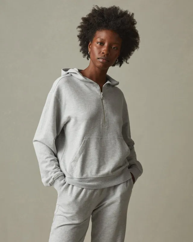 Women's French Terry Half Zip Hoodie - Ash Heather sold by American Giant