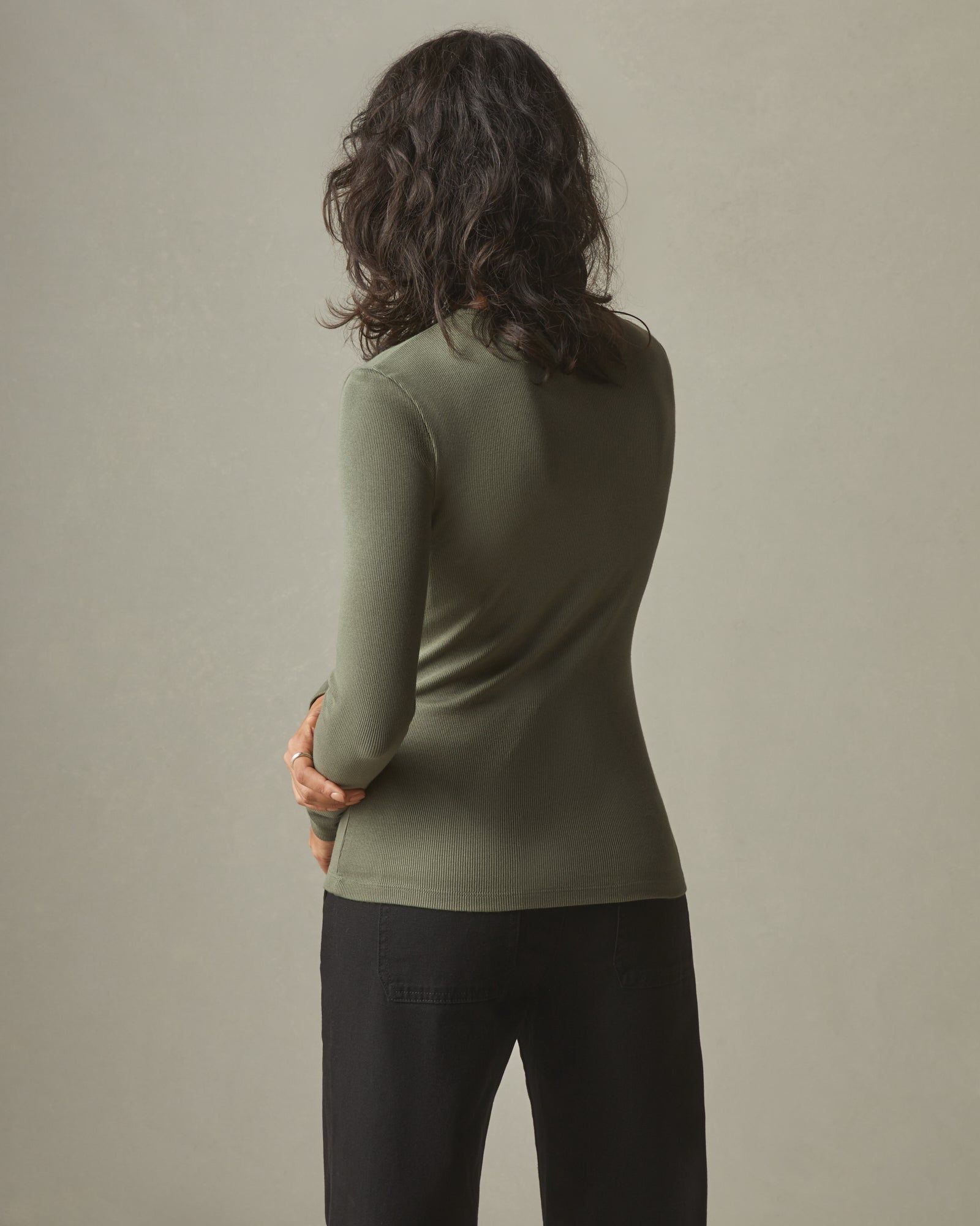 Women's Stretch Rib Crew Tee Long Sleeve - Tea Leaf sold by American Giant product image thumbnail 2