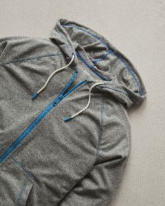Women's Contrast Lightweight Full Zip - Black Heather sold by American Giant