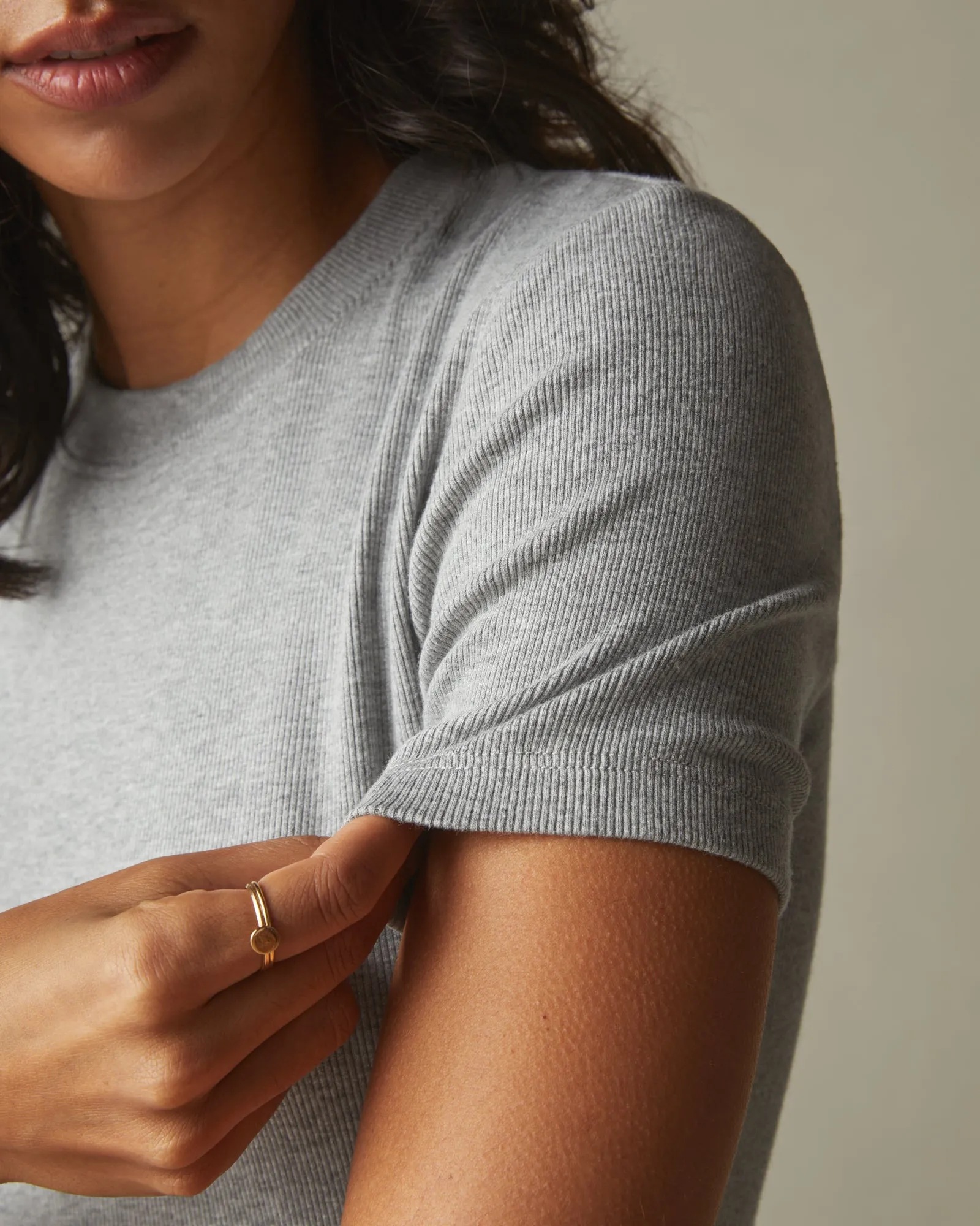 Women's Stretch Rib Crew Tee - Heather Grey sold by American Giant product image thumbnail 3